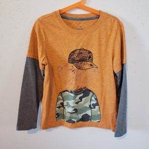 Rustic Blue Orange Shirt Boys Size 6 Long Sleeves